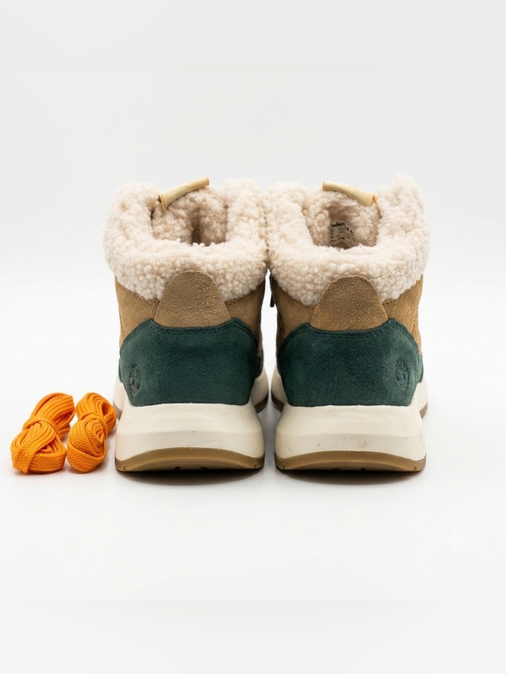 Timberland Retro Swift Sherpa Suede Womens Size 8.5 Beige Orange Sneaker Boots - Picture 4 of 6